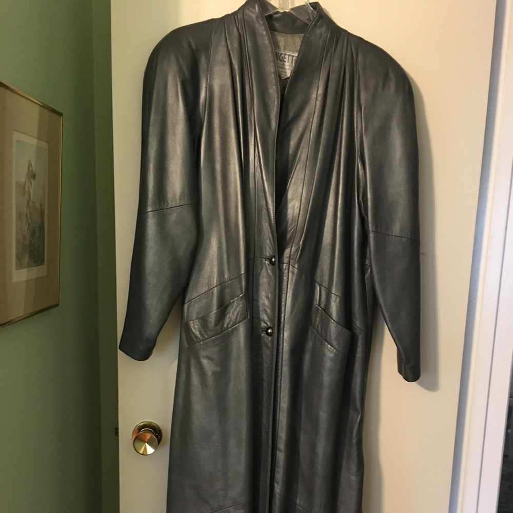 Long Leather Swing Coat